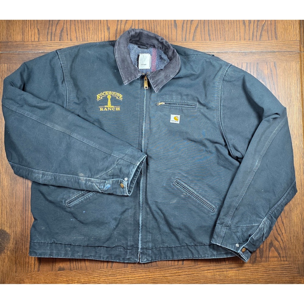 Carhartt Detroit Jacket J01 BLK Blanket Lined Duck Canvas 54 T XXL XXL Vintage